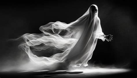 Ghost In A White Cloak On A Black Background Ghost Face Picture