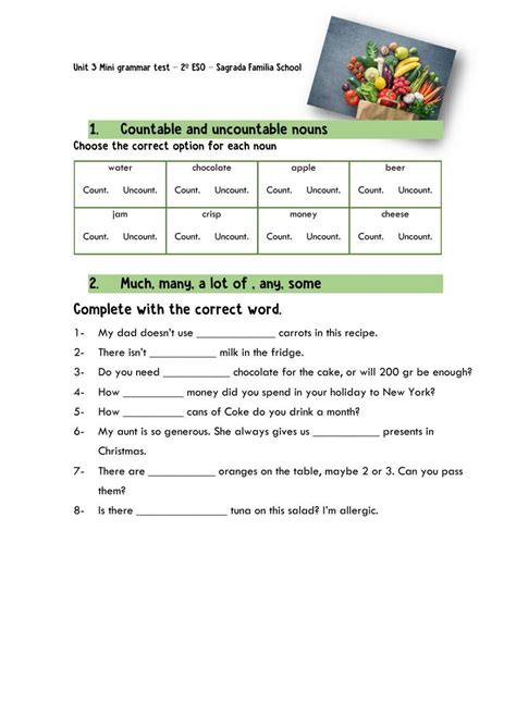 Countables And Uncountables Much Many 2º Eso Worksheet Live