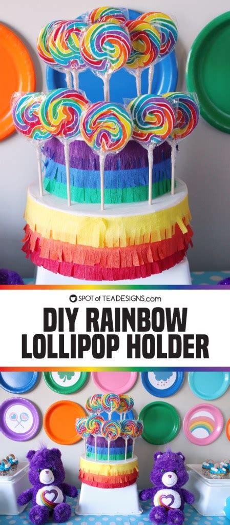 Quick And Easy Diy Rainbow Lollipop Stand Spot Of Tea Designs