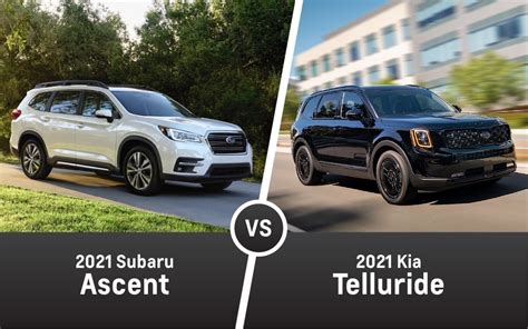 Subaru Ascent Vs Kia Telluride Comparing Full Size 2021 Suvs
