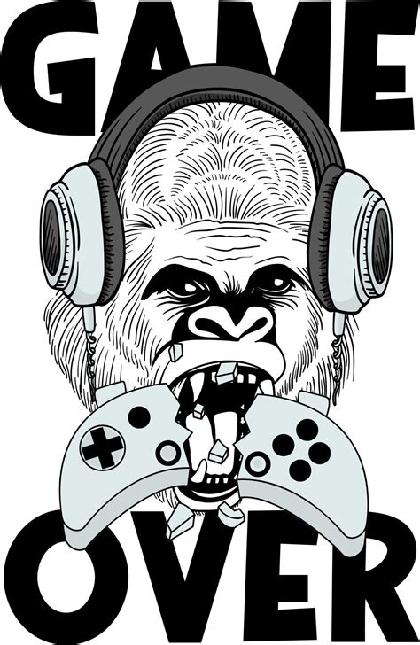 Screaming Gorilla In Headphones Gorilla Game Over Humor Card Tshirt