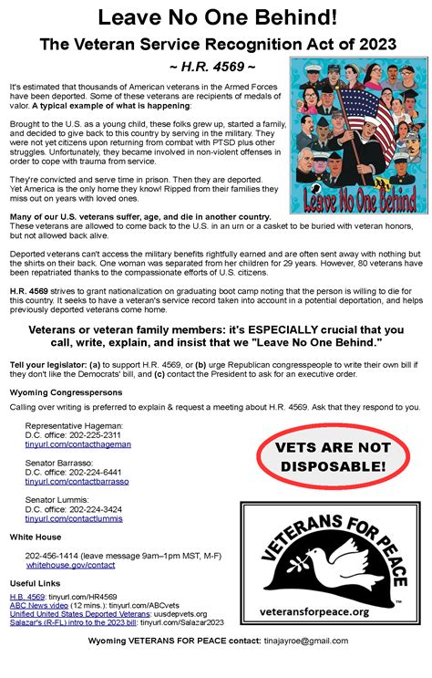 Deported Veterans Advocacy Project Veterans For Peace