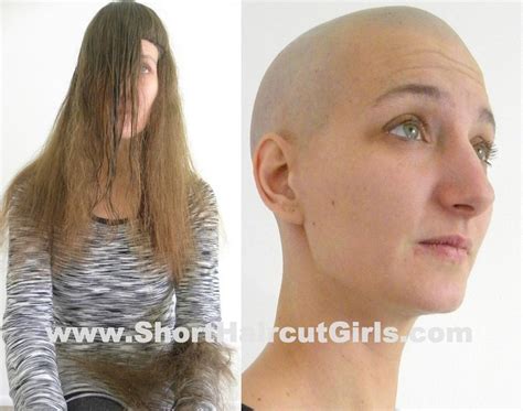 Pin By Mona Syndrex On Bald Ladies Before And After Haircut Girl Short Hair Short Hair Styles