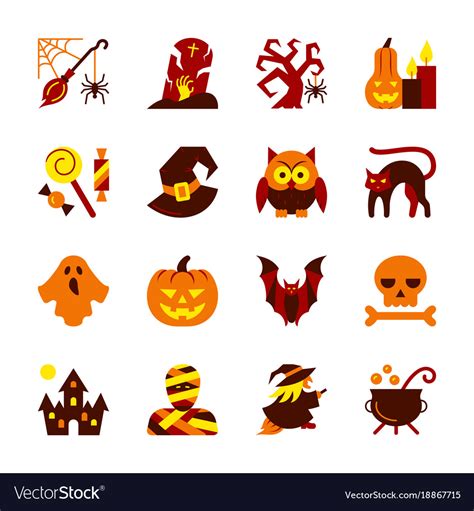 Halloween Icon Set Flat Design Symbol Collection Vector Image