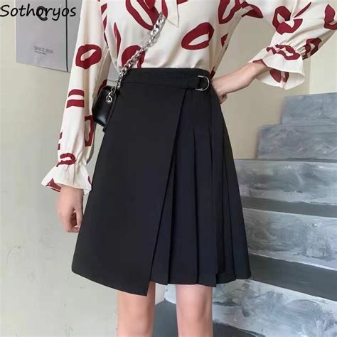Asymmetrical Skirts Women High Waist Chic Design Simple Mini Daily All Match Pure Ulzzang Ladies