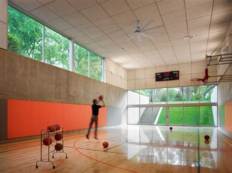 Basketball Covered Court Home Gym Contemporary With Large Windows