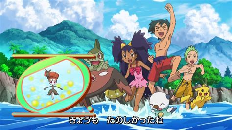 Image Ash Iris And Cilan In Bathing Suitspng Pokémon Wiki