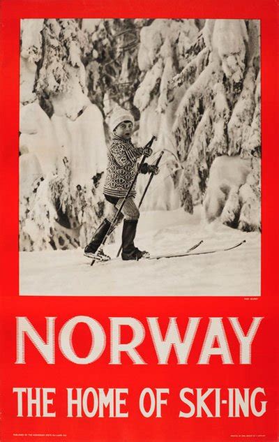 Original Vintage Poster Norway The Home Of Skiing Designed By Photo