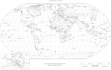 Planisferio Con Division Politica Y Nombres Y Coordenadas Geograficas
