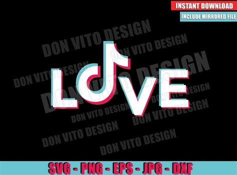 Love Tiktok Logo Svg Dxf Png Tik Tok Lover Romantic Couple Cut File