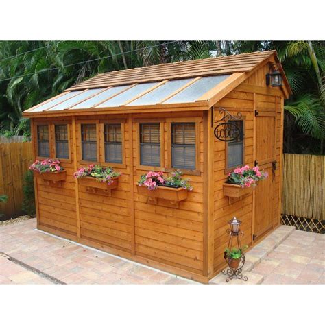 8 Ft W X 12 Ft D Cedar Wood Sunshed Garden Shed Wood Storage Sheds