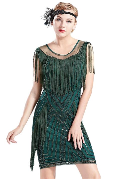 Dress 1920s Gatsby Dress Long Fringe Flapper Dress Roaring 20s