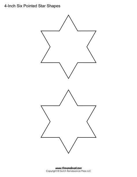 Printable Six Pointed Star Templates Blank Shape Pdf