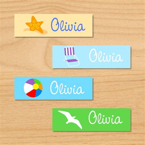 Kids Summertime Waterproof Name Labels Personalized Beach Etsy
