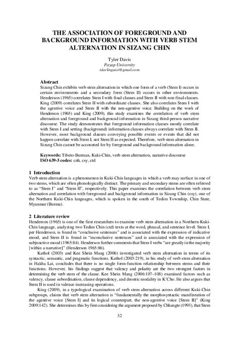 (PDF) The association of foreground information and background information with verb stem ...