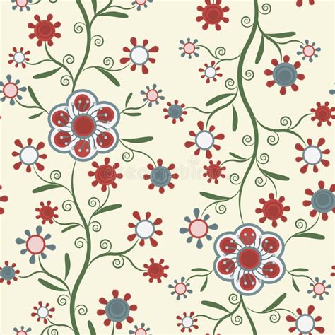 Seamless Pattern With Elegant Flowers Stock Vector Illustration Of