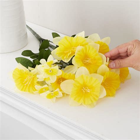 Yellow Artificial Daffodil Bush Spring Summer Flowers Floral
