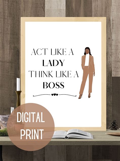 Act Like A Lady Think Like A Boss Digital Printable Wall Art Etsy Uk