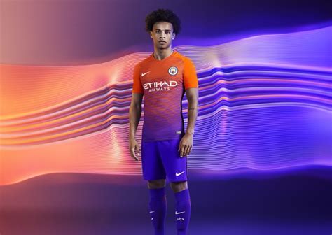 Manchester city fc 2016/2017 away football shirt jersey kit nike size (l). Man City's New 2016/17 Third Kit Is A Thing Of Orange And ...