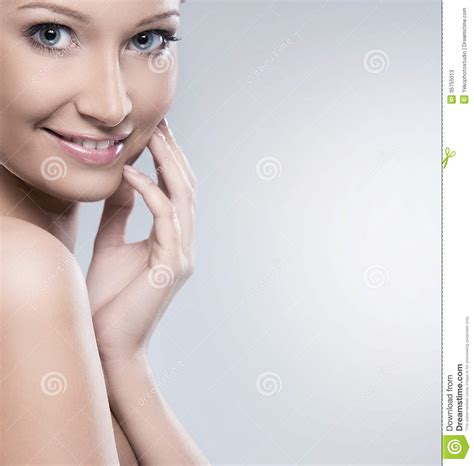 Natural Looking Woman Enjoying Her Beauty Stock Image Image Of Lips