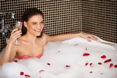 Beautiful Woman Takes Bubble Bath Stock Image Image Of Care
