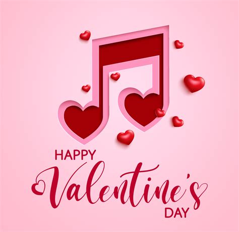 Valentines Music Note Vector Banner Background Happy Valentines Day