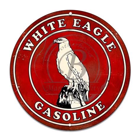 VINTAGE DESIGN SIGN Metal Decor Gas And Oil Sign White Eagle Gasoline