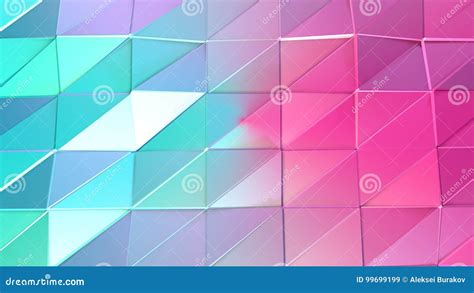 Abstract Simple Blue Pink Low Poly 3d Surface As Futuristic Environment