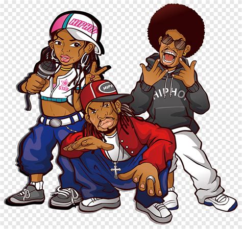 Animated Woman And Two Men Illustration Rapper Hip Hop Music