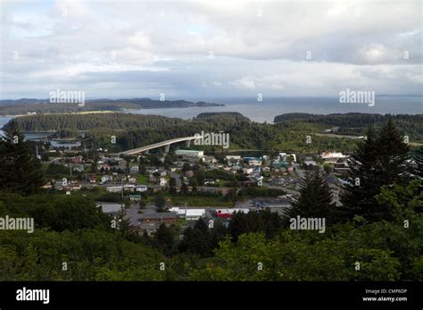 View Of Kodiak Town From Pillar Mt Road With View Of Bridge Kodiak