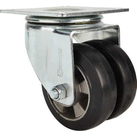 A fixed caster and a locking swivel caster that has. Strongway 6in. Swivel Heavy-Duty Dual-Wheel Caster — 1,800 ...