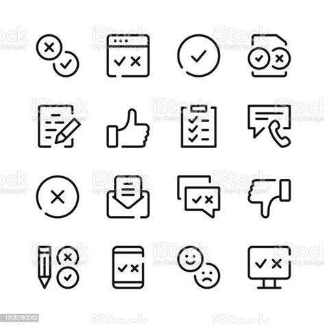Survey Icons Vector Line Icons Simple Outline Symbols Set Stock