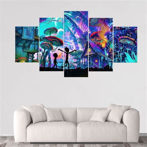 Rick And Morty Canvas Wall Art 5 Piece Multi Panel Art Etsy Wall