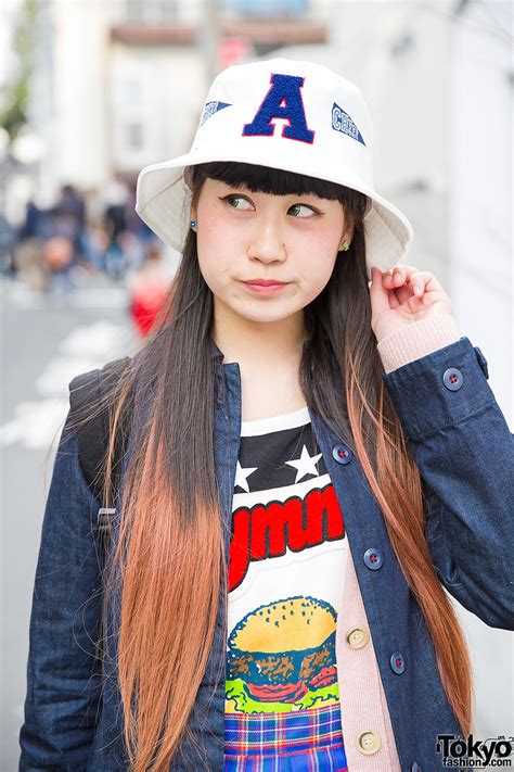 Aymmy In The Batty Girls Top Bubbles Harajuku Plaid Skirt And American Flag Backpack Tokyo Fashion
