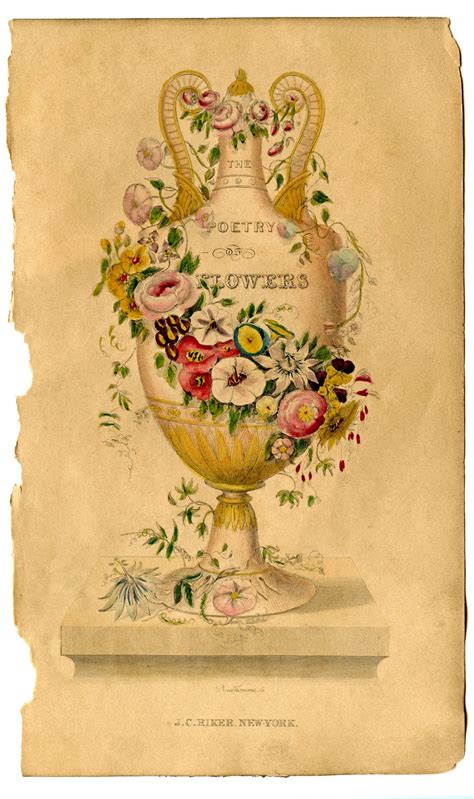 Victorian Clip Art Poetry Of Flowers Urn The