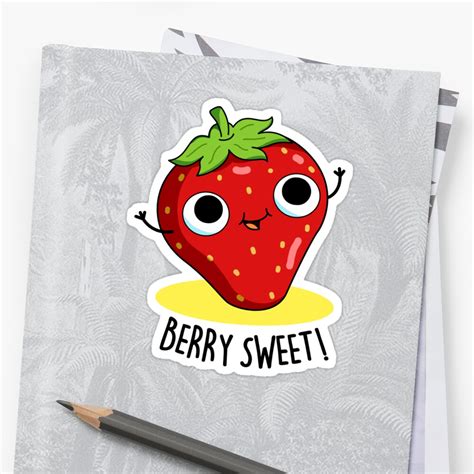 Berry Sweet Fruit Food Pun Sticker By Punnybone Redbubble