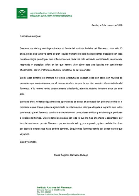 Revista La Flamenca Carta De Despedida De Mª Ángeles Carrasco De Su