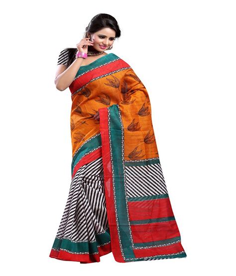 Nisha Sarees Multi Color Silk Saree Buy Nisha Sarees Multi Color Silk Saree Online At Low