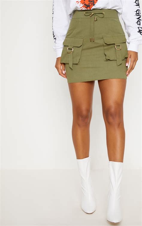 Khaki Cargo Pocket Detail Mini Skirt Prettylittlething