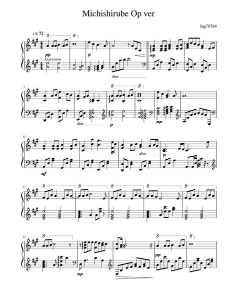 Michishirube Op Ver Sheet Music For Piano Solo Download And Print