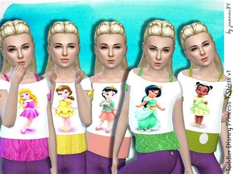 A Set Of 10 T Shirts Depicting The Disney Princesses As