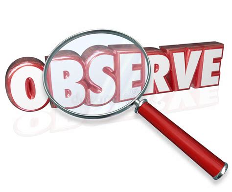 Observe 3d Word Magnifying Glass Examine Inspect Pay Attention Stock