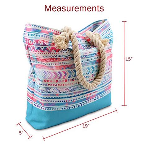 Water Resistant Beach Bag Boho Canvas Beach Tote With Rope Handles 2