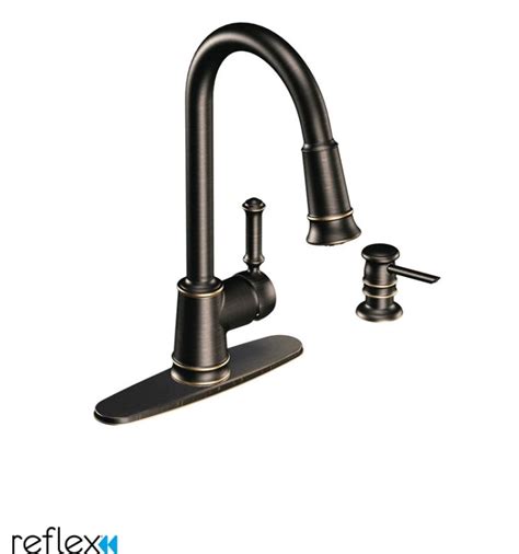 Faucetdepot.com stocks the widest variety of bronze kitchen faucets in oil rubbed bronze, venetian bronze, brushed bronze and tuscan bronze that you will find anywhere on the web. Faucet.com | CA87012BRB in Mediterranean Bronze by Moen