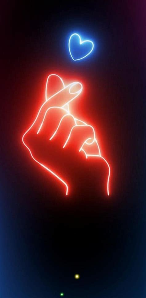 Bts Neon Finger Heart Wallpaper Download Mobcup