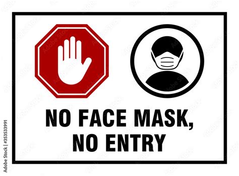 Vecteur Stock No Face Mask No Entry Warning Sign With A Red Stop Hand