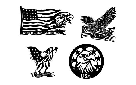 Business And Industrial Usa Flag Bald Eagle American Dxf Files For Cnc