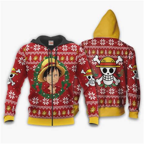 Luffy Ugly Christmas Sweater Funny Face One Piece Anime Xmas T Va10