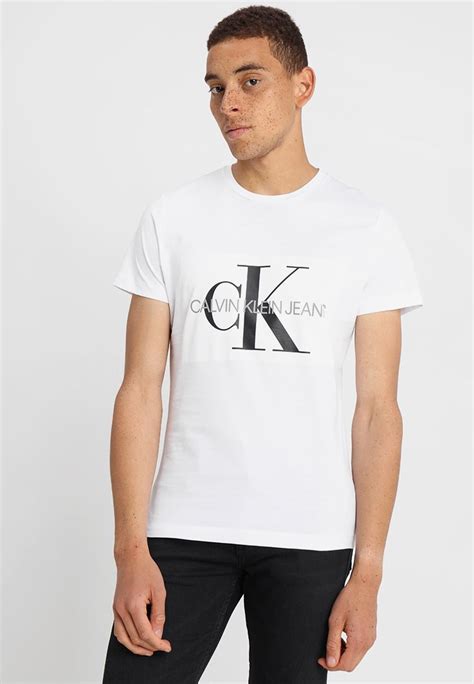 Calvin Klein Jeans Core Monogram Box Logo Slim Tee Print T Shirt Bright White White Zalando De