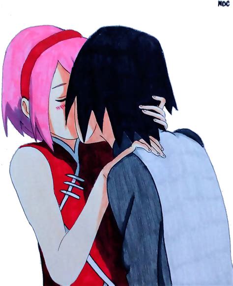 Sasuke And Sakura Kiss By Narutodrawingchannel On Deviantart
